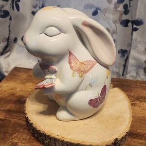 Whimsical White and Pink Ceramic Duck Figurines About 8" X 6" Wide